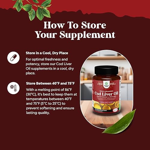 Miniatura 3 de Icelandic Cod Liver Oil Softgels - Wild Caught EPA DHA Omega 3 Fish Oil 1000mg - Sustainably Sourced Burpless Fish Oil Supplement with Vitamin D3