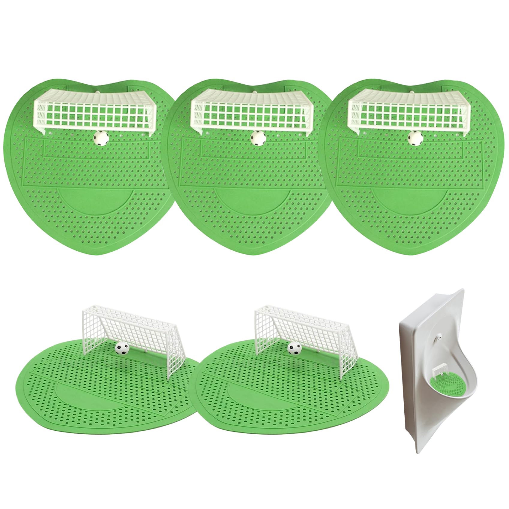 Pantalla de orinal de alta densidad con esteras de filtro optimizadas y diseño verde futbolístico