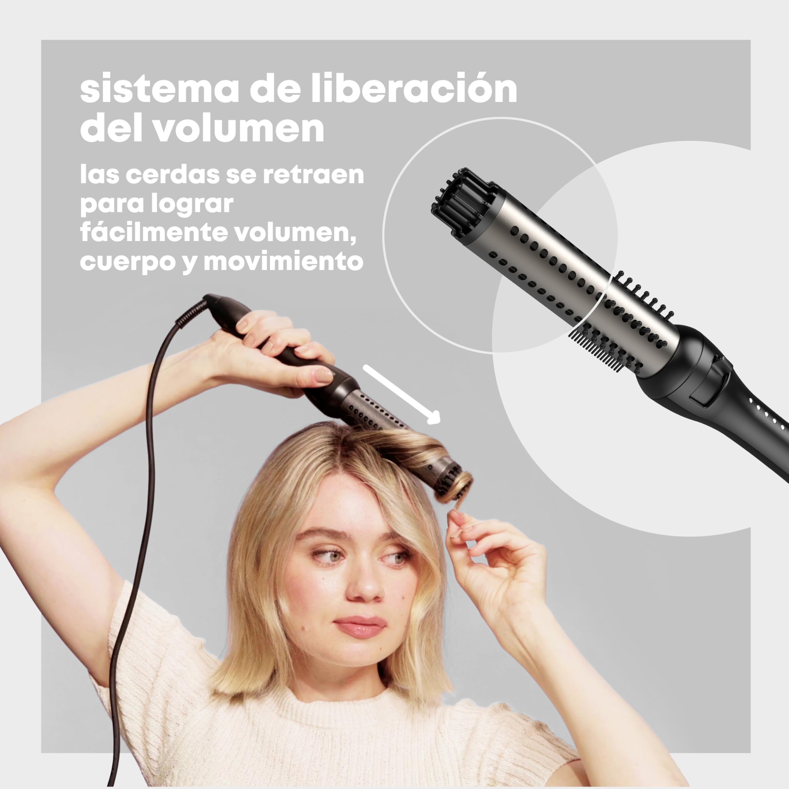 REVAMP Volume & Wave Cepillo Caliente de Cerámica 32 mm - Iónico | Barril Redondo, Aceites Progloss, Volumen Duradero, Calentamiento Rápido, Cerdas Retráctiles