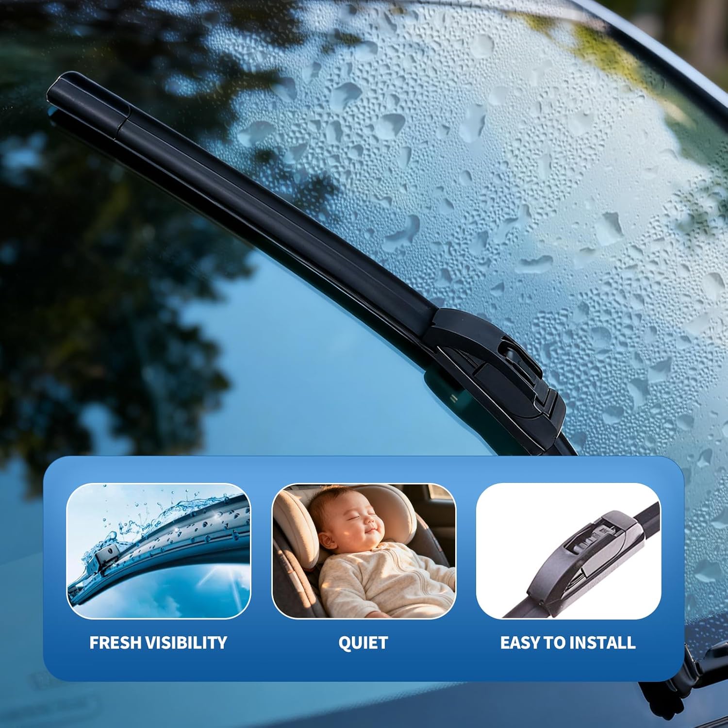 22" and 21" Windshield Wipers Blades (Pack Of 2),OEM Quality Premium All-Seasons Wiper blades,Stable and Quiet Armor wiper blades (21" + 22")