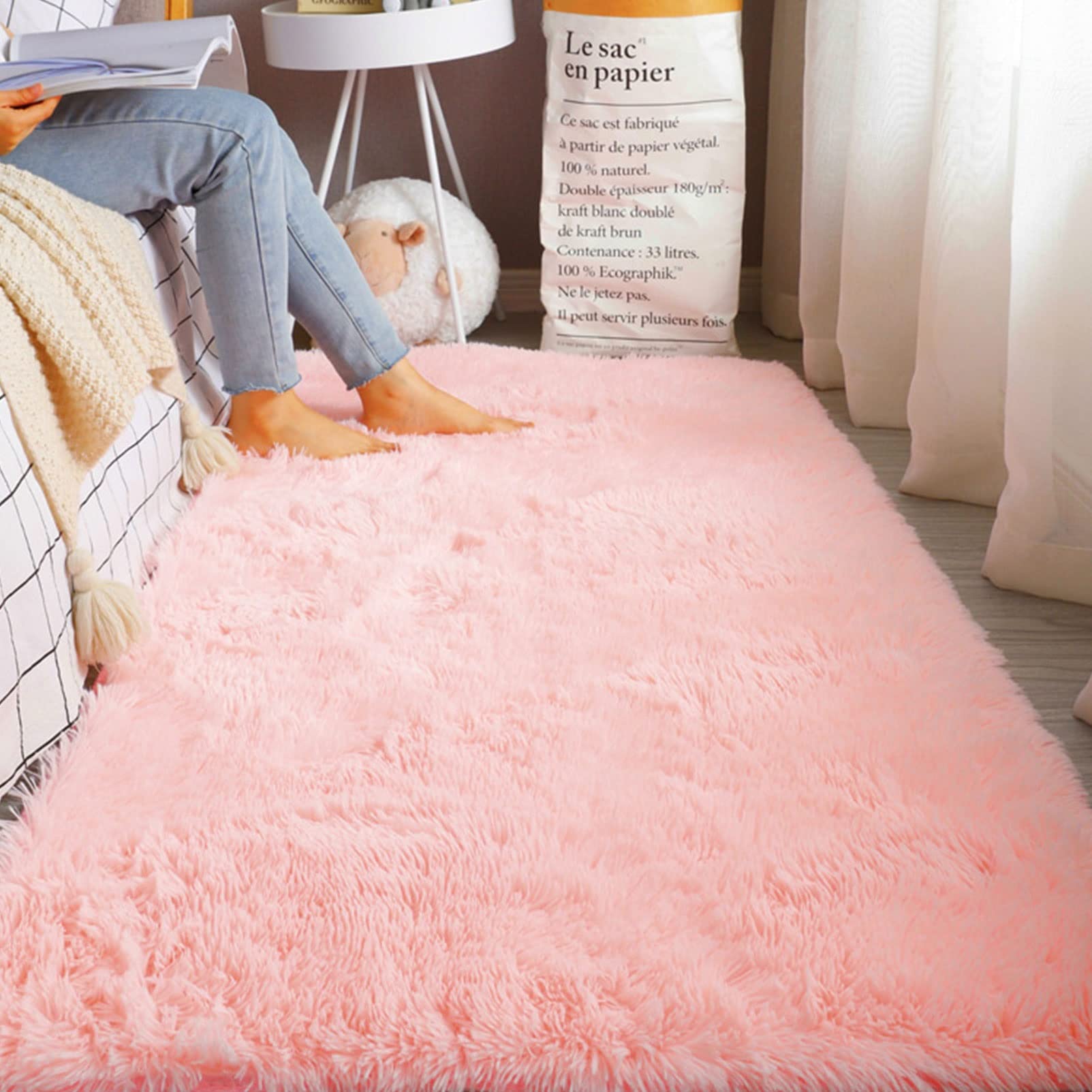 YUANBIAO Alfombra Shaggy 180x200cm Vellón Alfombra Antideslizante Suave Mullida Duradera Resistente para la decoración de Salas de Estar y dormitorios, Gris Oscuro
