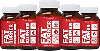 ZEROHARM Fat Burner Tablets|Metabolism Booster & Weight Loss Supplement|Arms,Thighs,Hips,Chin & Belly Fat Burner Men & Women|Reduces Cholesterol & Sugar Levels. - 300Tablets,5 Count,60 Capsules