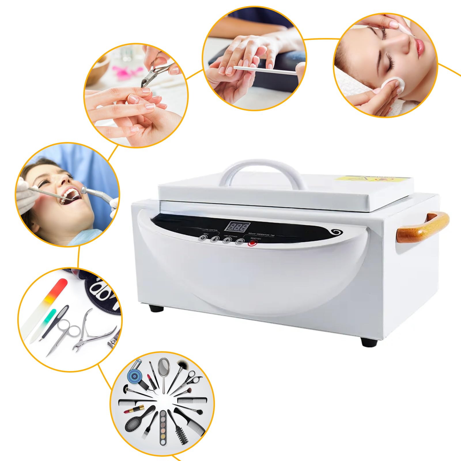 Heißluftsterilisator Desinfektion, 500W 2L 250℃ Trockene Hitze Sterilisator Hochtemperatur Sterilisator Nagel Werkzeug Sterilisator mit Timer und eine Kontrollleuchte für Friseursalon