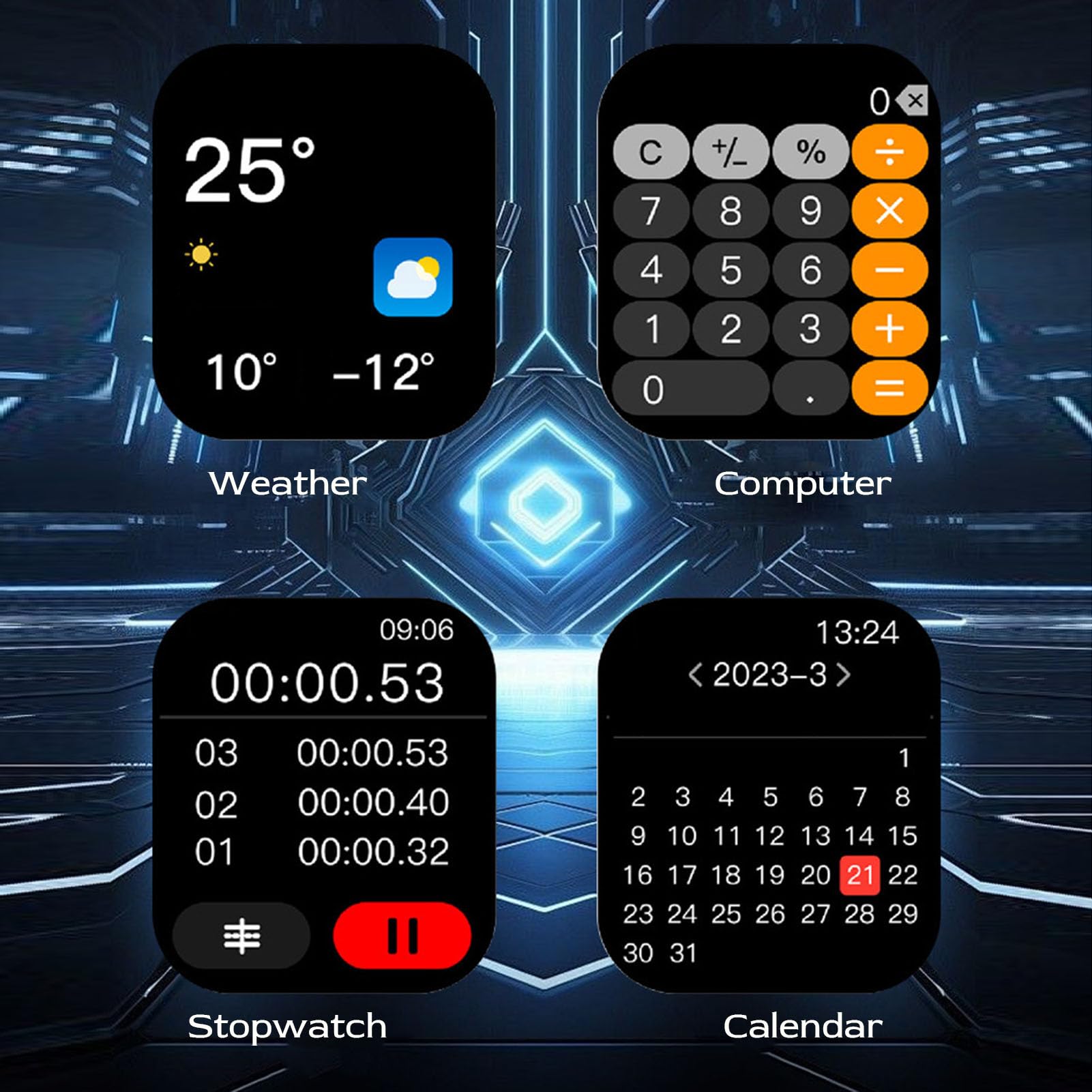 Ejoyous Funda para Teléfono con Pantalla Táctil Cubierta de Teléfono de Fibra de Carbono 1,71 Pulgadas Bluetooth Ajuste Magnético para 15 Pro MAX para Selfies Control de Música Pantalla de Mensajes