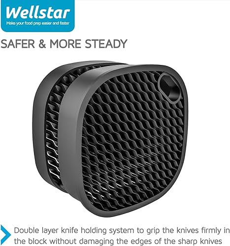 Miniatura 3 de WELLSTAR Soporte universal para cuchillos de acero inoxidable sin cuchillos, ahorro de espacio seguro, gran volumen, almacenamiento estable de