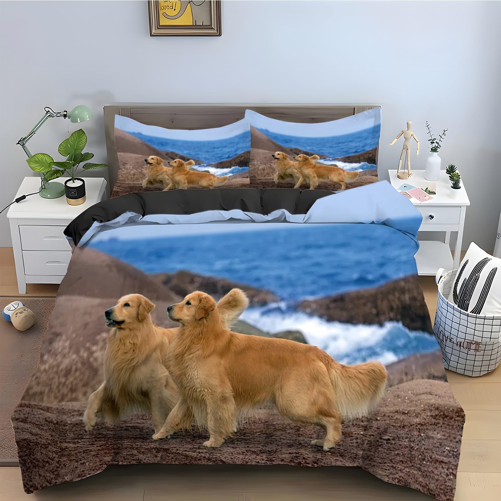 Housse de couette 160x200 animal chic pour parure de lit 3 pièces kz1887