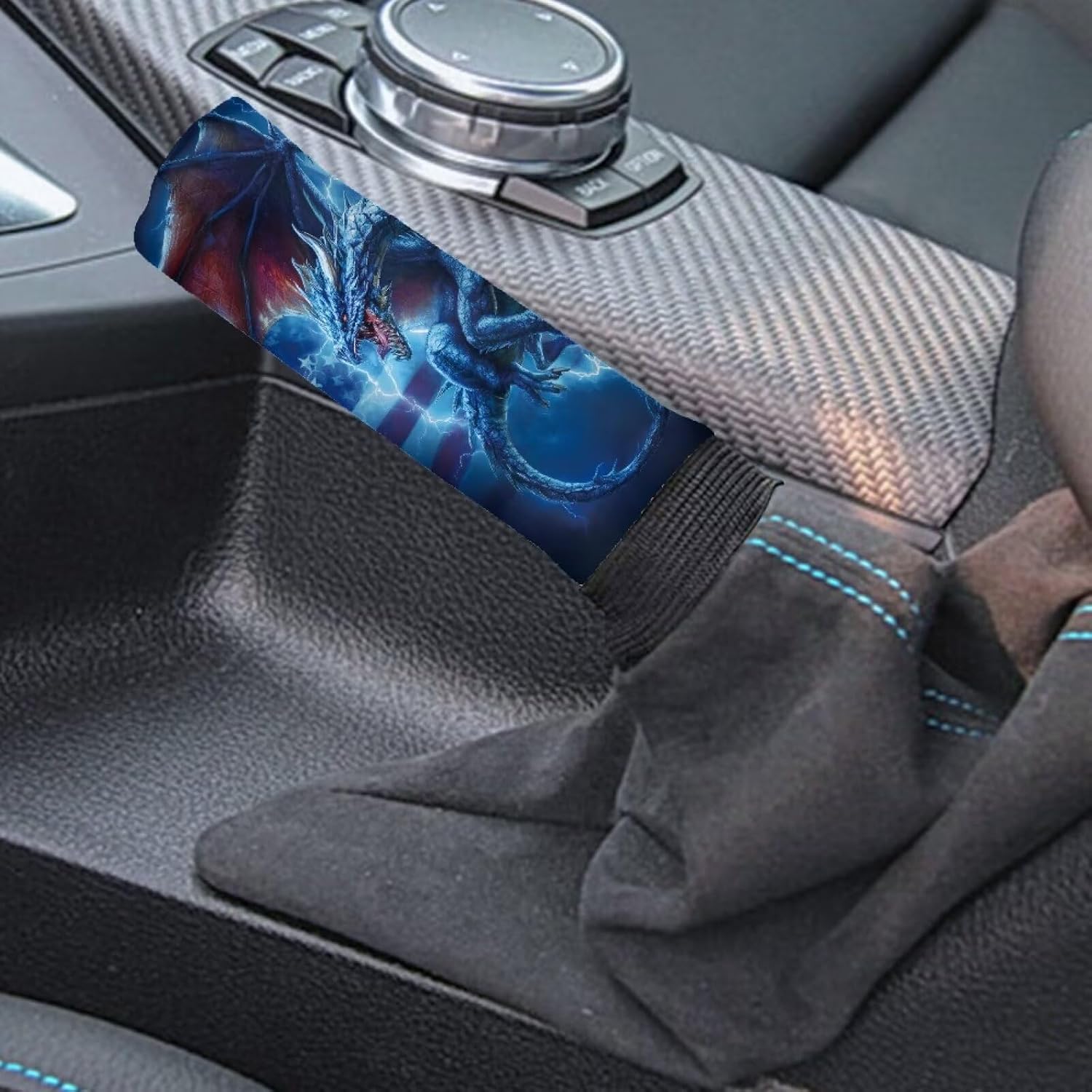 Cool Dragon Car Handbrake Cover Gear Shift Knob Cover Set Anti Skid Auto Accessories Decor Universal Fit Most Cars Sedan SUV,Truck image 3
