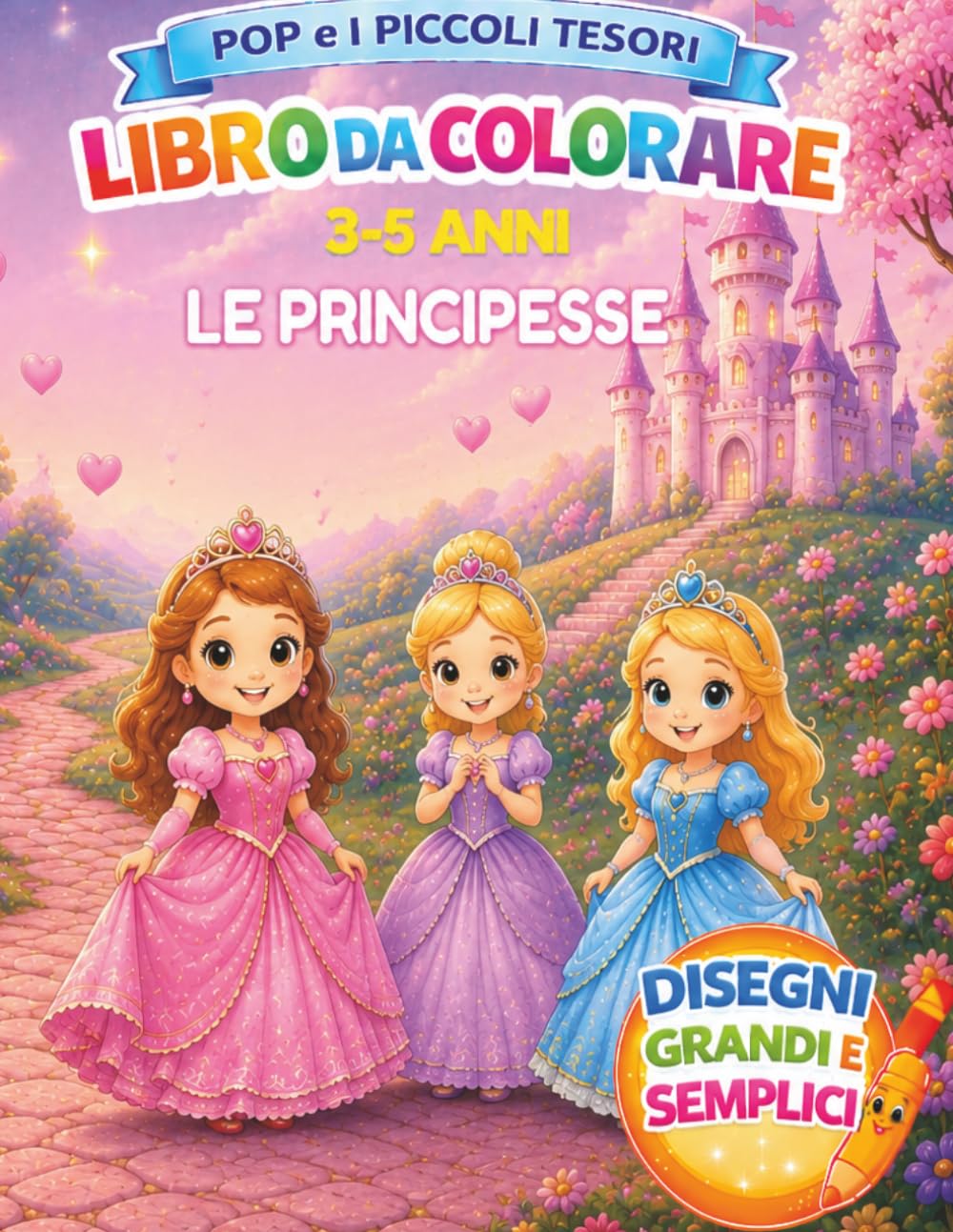 Pop e i Piccoli Tesori: Le Principesse: Libro da colorare per bambini 3-5 anni con principesse e amici magici