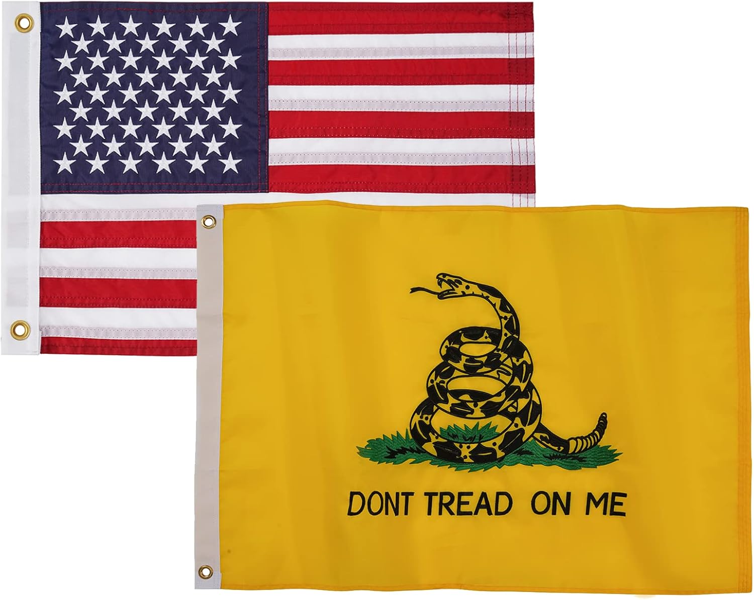 SYII American Flag 12x18 Inches and Dont Tread On Me Gadsden Flag 12x18 Inches for Boat Car Garden