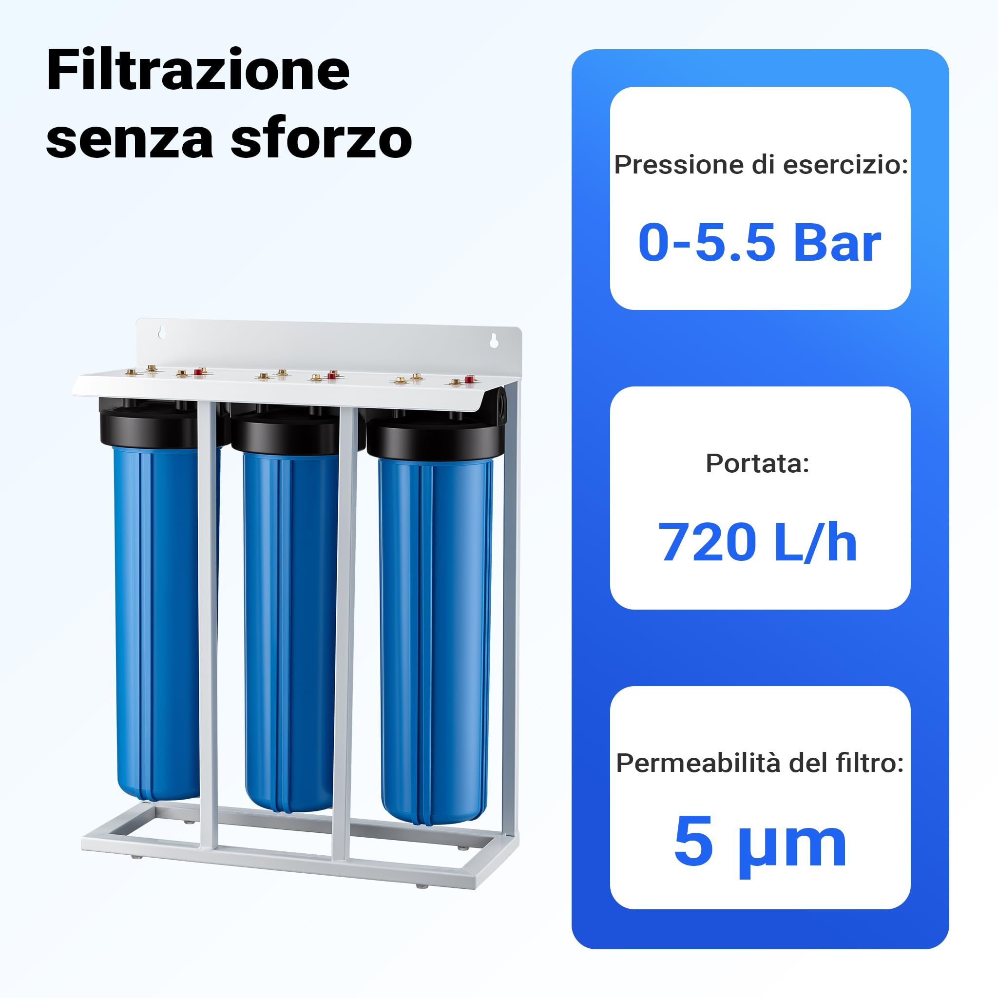 Naturewater Filtro dell'acqua a 3 stadi NW-BRL03-LS3 32.89mm (1") Sistema di filtrazione con cartucce filtranti