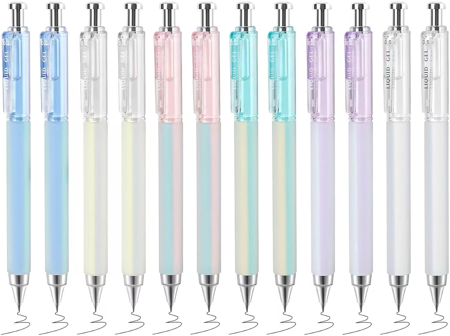 FIOVER 12Pack 0.5mm Black Gel Pens, Quick Dry Fine Tip Pens