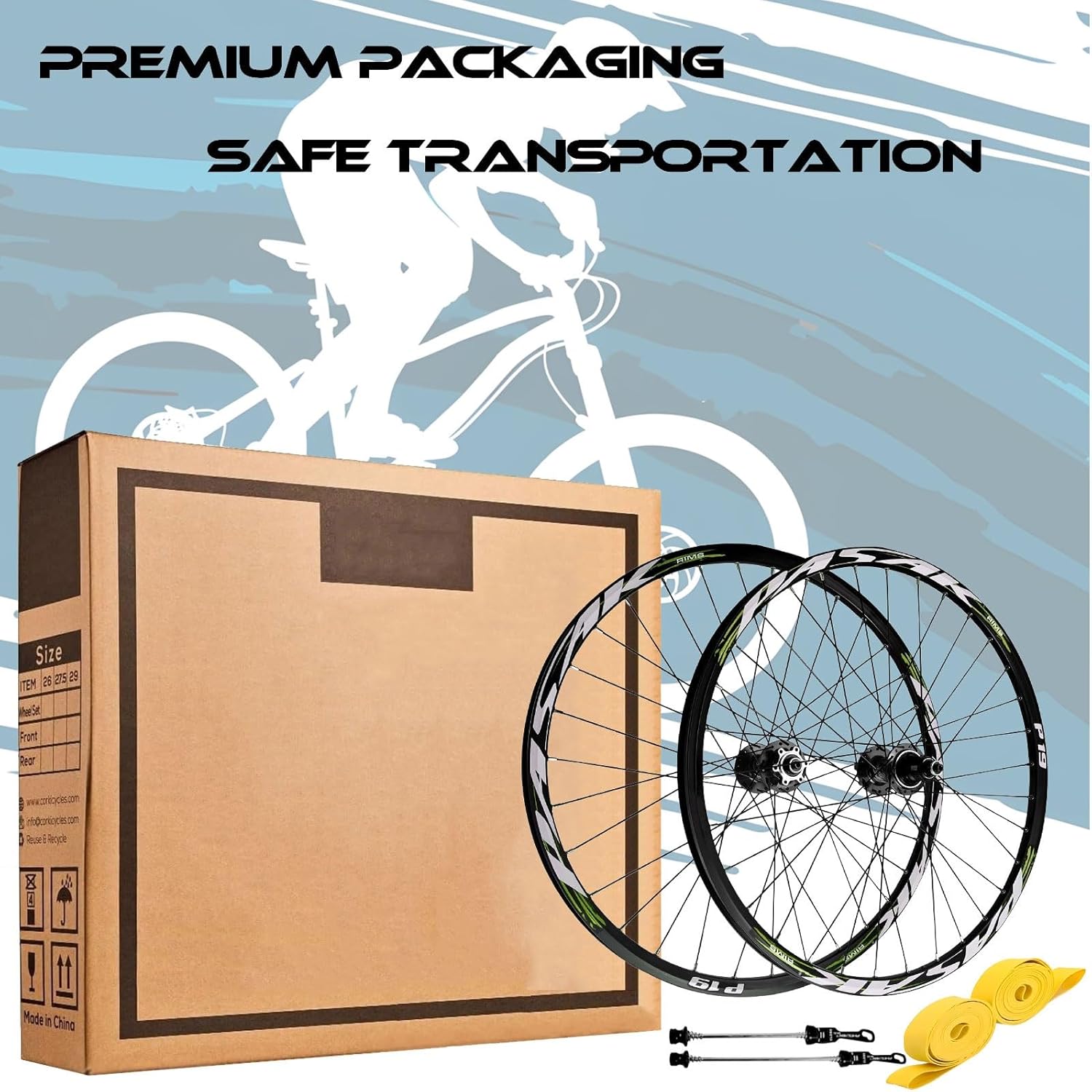 AuroraXQ 26 27.5 29 Mountain Bike Wheelset Double Wall XD-HUB Bicycle Rear Wheel Quick Release Disc Brakes 11/12 Speed(Green,29)