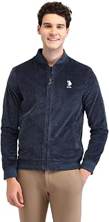 U.S. Polo Assn. Men's Blue Textured Mock Collar Long Sleeve Casual Polyester Regular Fit Jacket Price In India