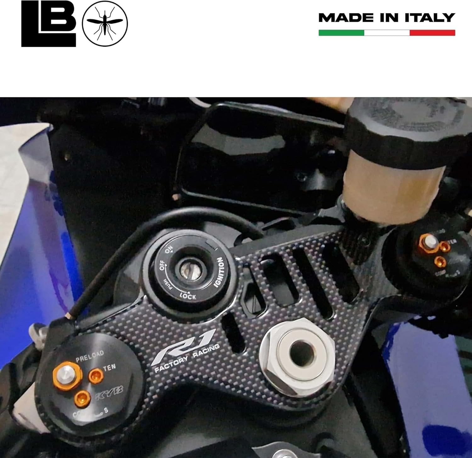 labelbike - 3D Sticker Motorcycle Steering Fork Plate Protection and Decoration in Resin Compatible with Yamaha YZF R1 2015-2024