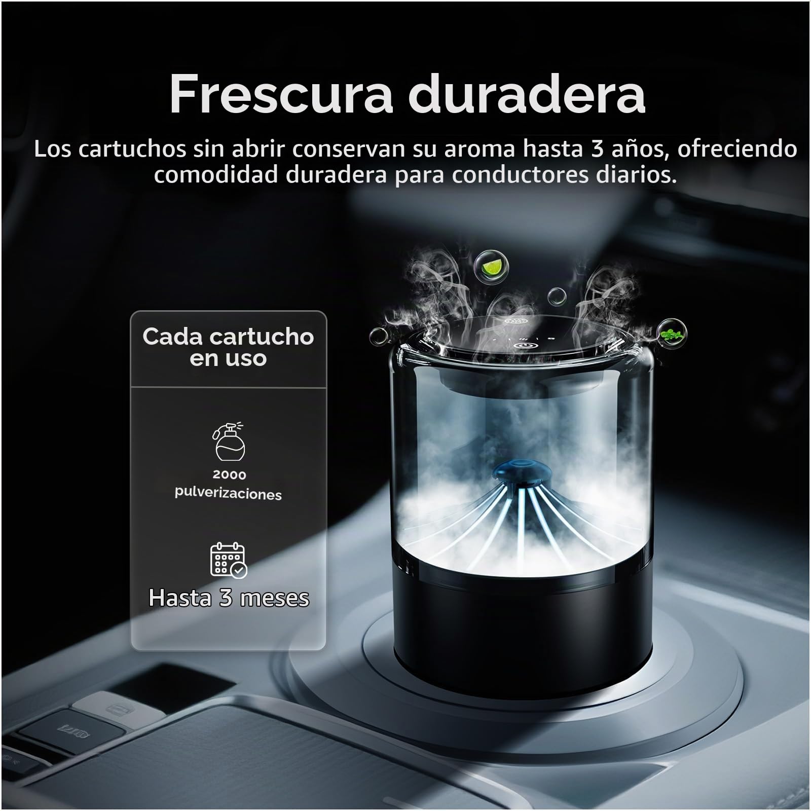 Difusor de Ambientador para Coche con Aroma Blue Ocean de MMOBIEL – Difusor de Coche con 2 Modos de Pulverización, 4 Niveles Intensidad, Encendido/Apagado Automático y Cable – USB/Batería – Sin Llama