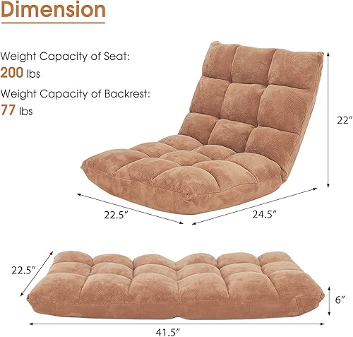 Miniatura 3 de ReunionG Silla de suelo con soporte de respaldo, silla de piso para juegos con 14 posiciones, silla de meditación plegable, asiento de piso