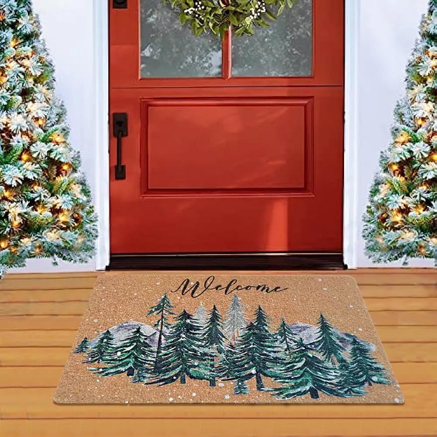 Miniatura 6 de Felpudos de bienvenida de Navidad, tapetes de fibra de coco  Tapete antideslizante para puerta delantera, estación, invierno, Navidad, vacaciones,