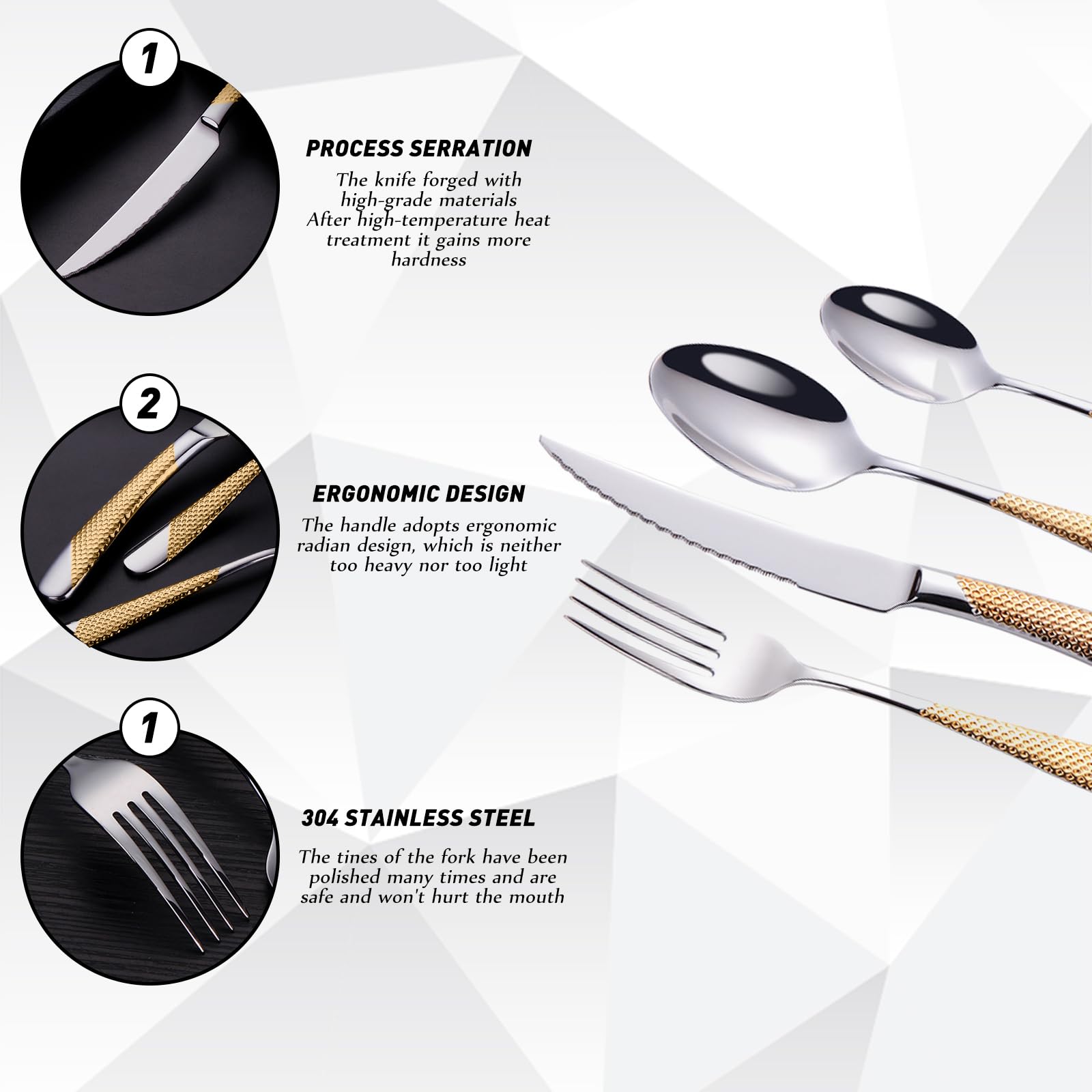 Besteck Set 24 Teilig Für 6 Personen, Hochglanzpoliertes Besteckset Aus Edelstahl 18/10, Inklusive Messer, Gabel, Löffel Essgeschirr Für Zuhause, Hotel, Restaurant, Neues Haus (Gold,24pcs)