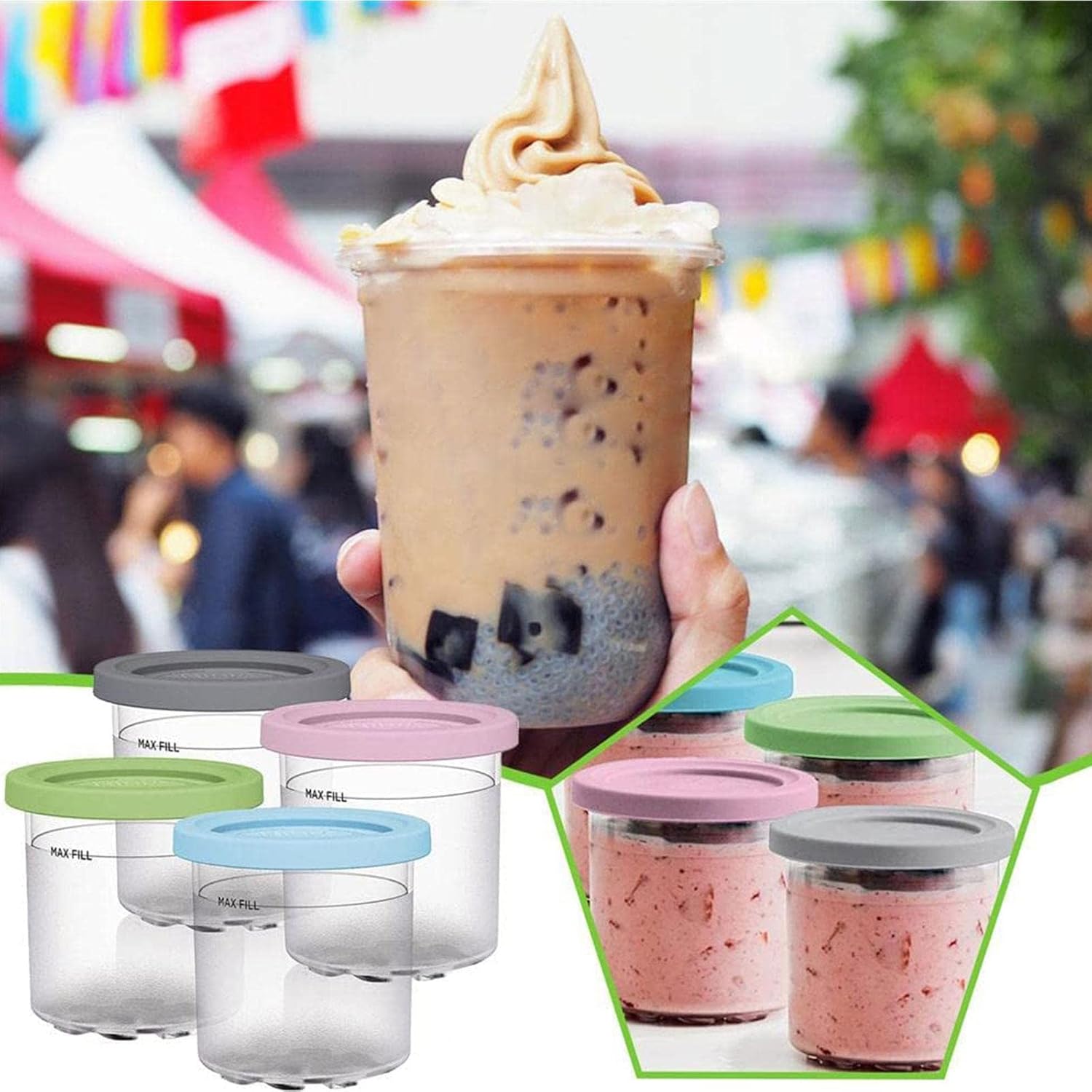 KOISEA Ice Cream Pint Containers, for Ninja Creami Nc501 Containers