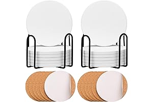 12 Pack White Coasters, Self-Adhesive Cork Backing Pads, Perfect for DIY Crafts,...