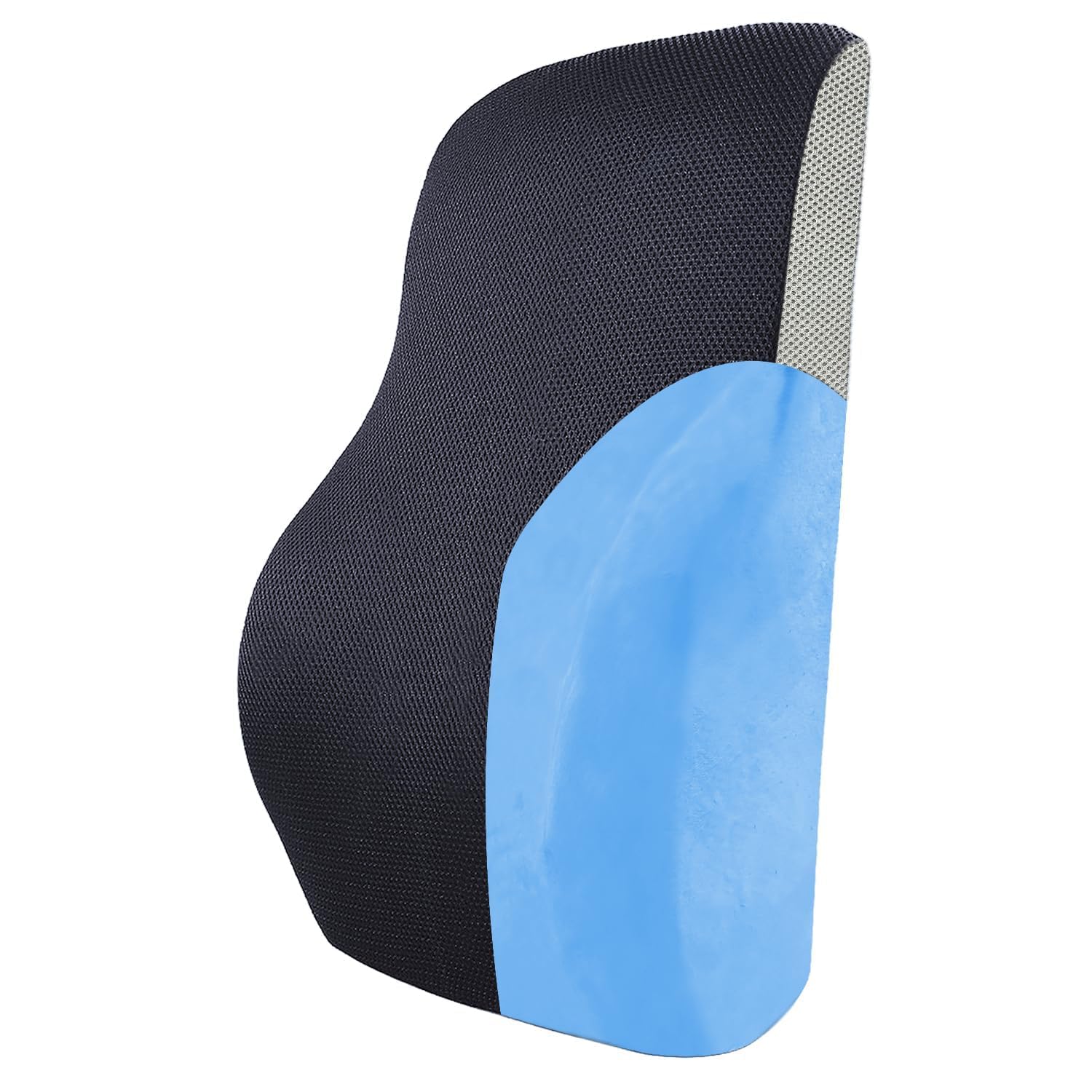 Sleepsia Back Support for Office Chair with 1 Year Warranty Lumbar Support Pillow for Office Chair for Back Pain, Car Seat, Memory Foam (Black/Grey Lumbar Back Support (Gel Infused))