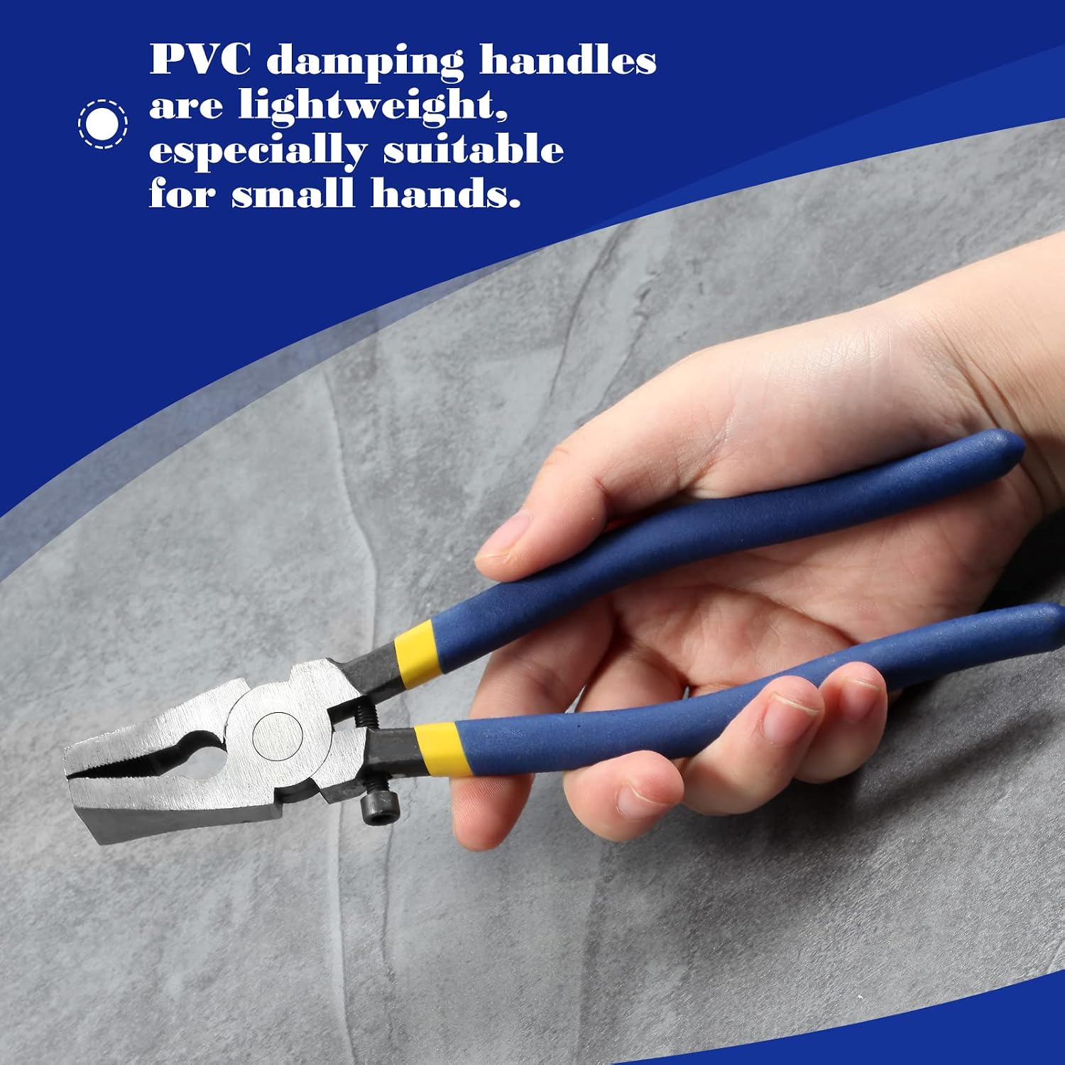 SPEEDWOX Glass Breaking Pliers Flat Serrated Jaws with Adjustable Set Screw 8 Inches Heavy Duty for Stained Glass Work Durable Mosaics Breaking Tool