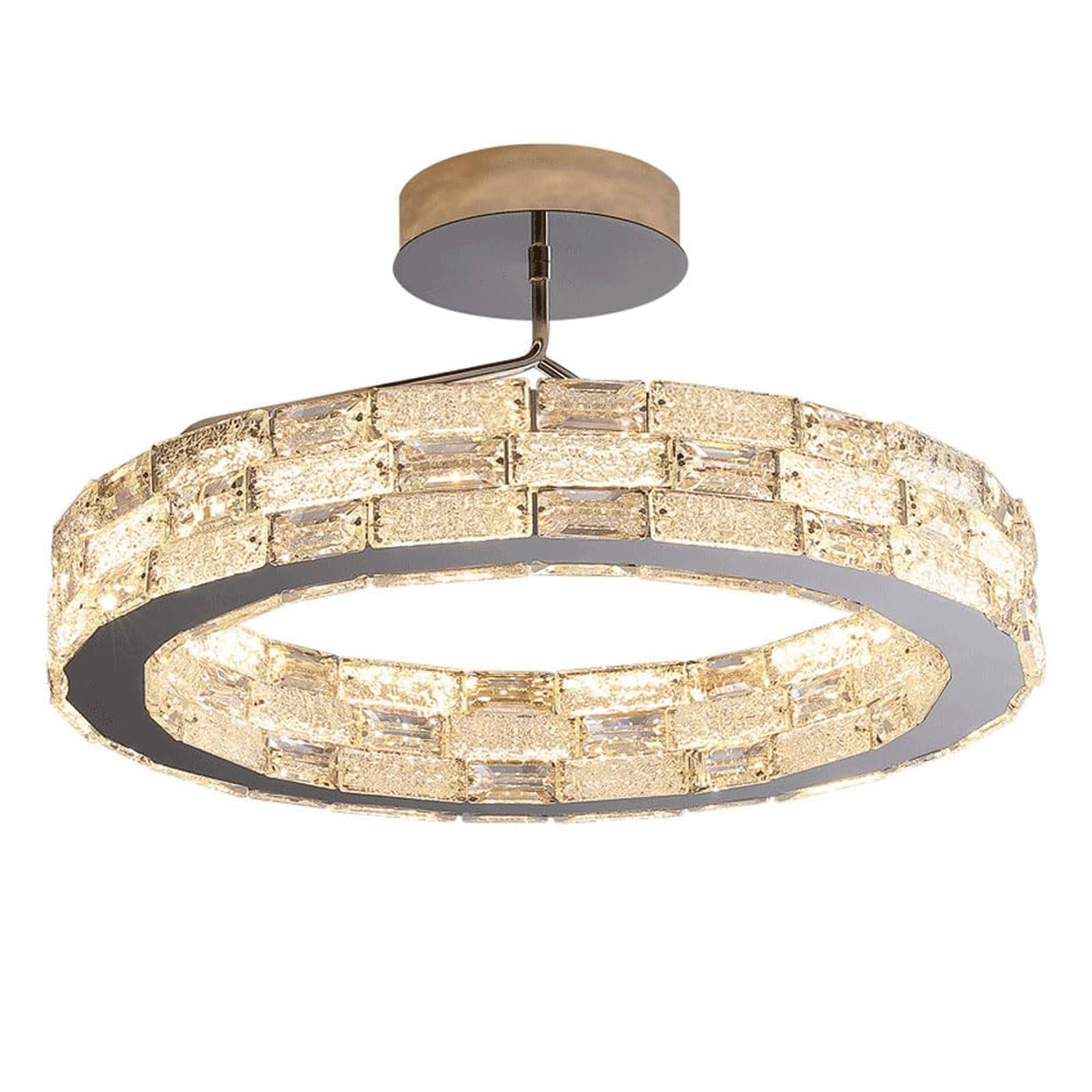 BKEKM LED Ceiling Light 3000K 4000K 6000K Dimmable Flush Mount Ceiling Lights Fixture,Luxury Hanging Lamp Crystal Ceiling Lamp with Remote(50cm)