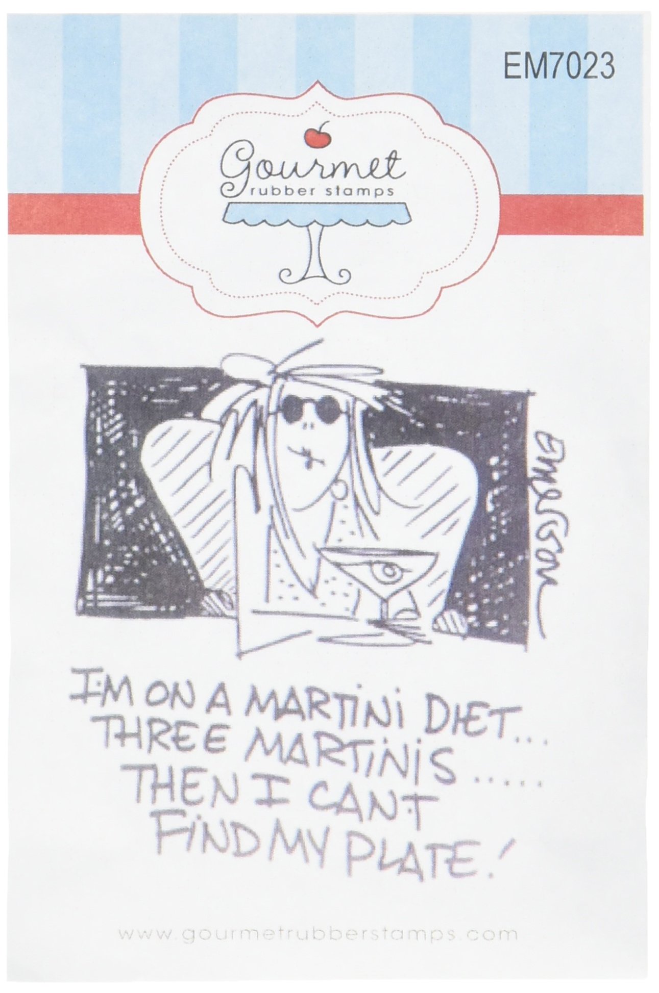 Gourmet Rubber Stamps Cling Stamps 2.75 x 4.75-inch-Martini Diet