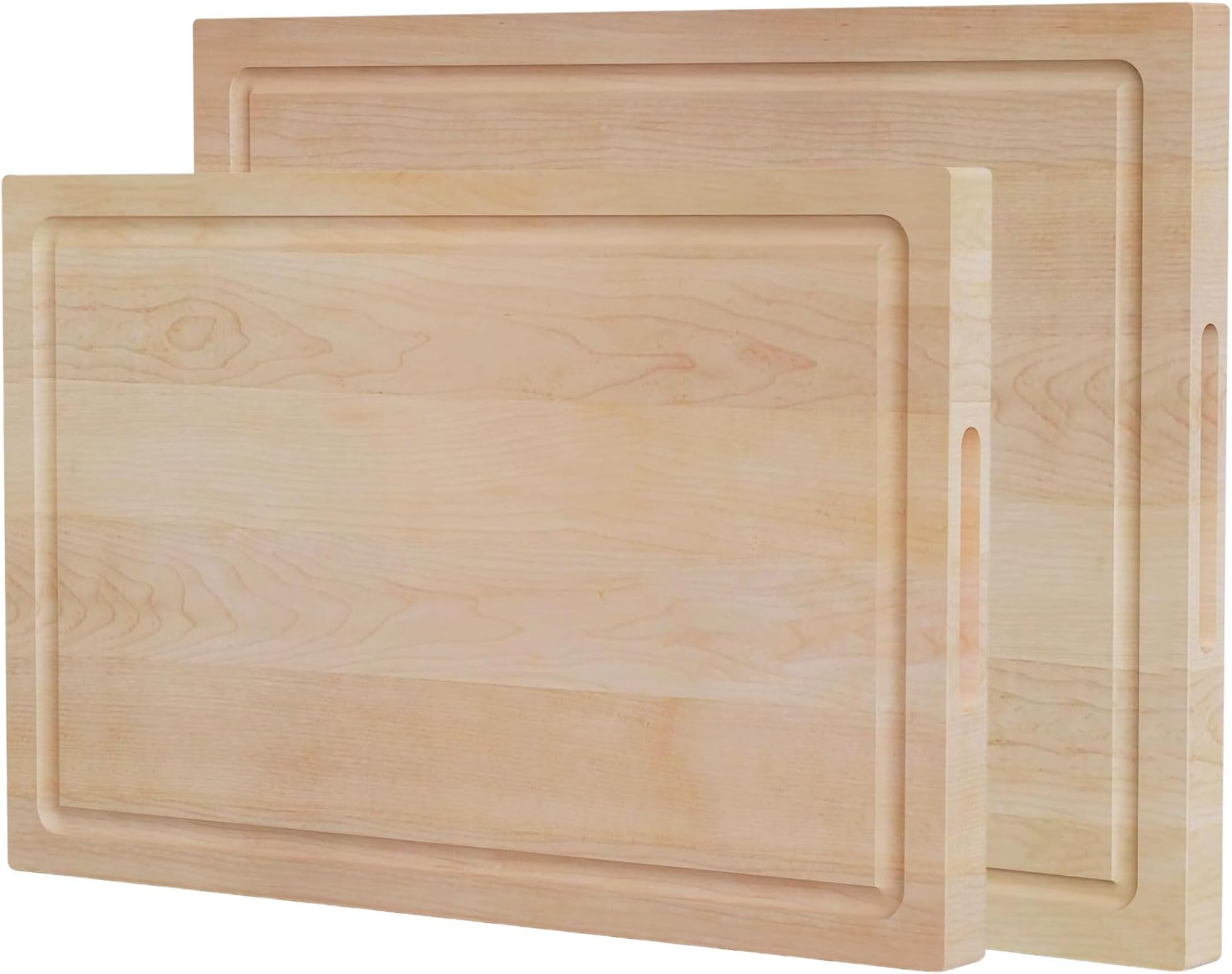 Set of 2 American Hard Maple Wood Cutting Boards for