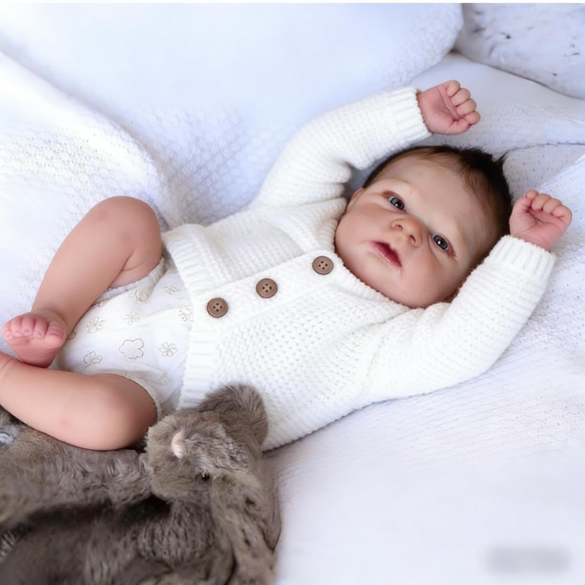 RXDOLL Reborn Baby Dolls silikonowy winyl na całe ciało, 43 cm, anatomicznie poprawna, dziewczyna, realistyczna, Reborn, ukorzenione włosy, realistyczna, pełna silikonowa lalka niemowlęca, prezent