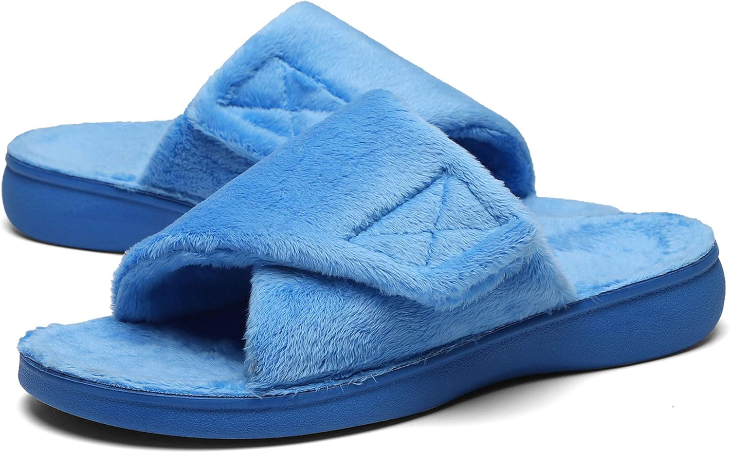 SOLLBEAM Women’s Plantar Fasciitis Fuzzy House Orthopedic Adjustable Slippers With Arch Support Orthotic Heel Cup Sandals For Ladies