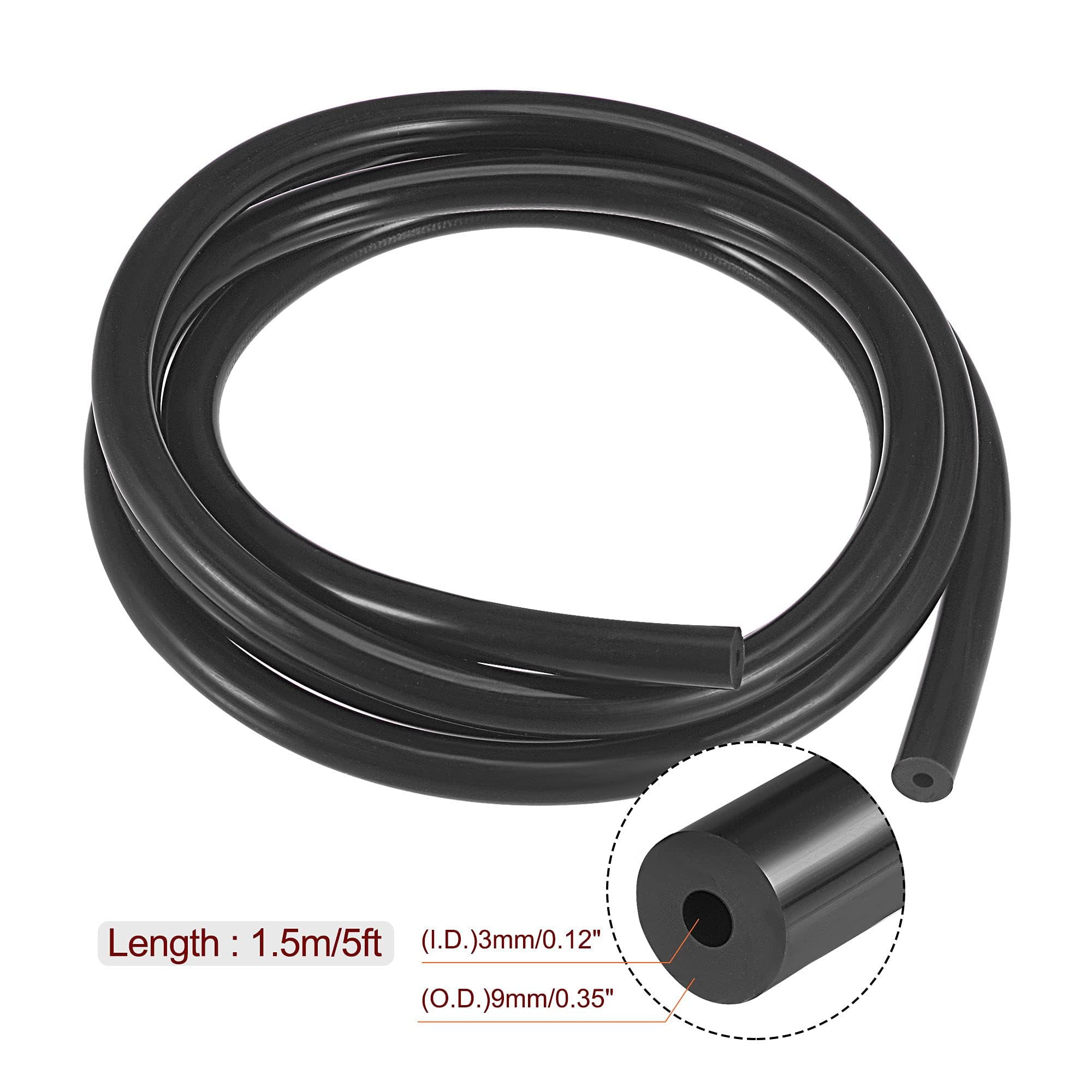 TOP-VIGOR Tube En Silicone Souple 8 Mm X 12 Mm X 2 M Noir - Parfait Pour Pompes Et Transfert De Fluides