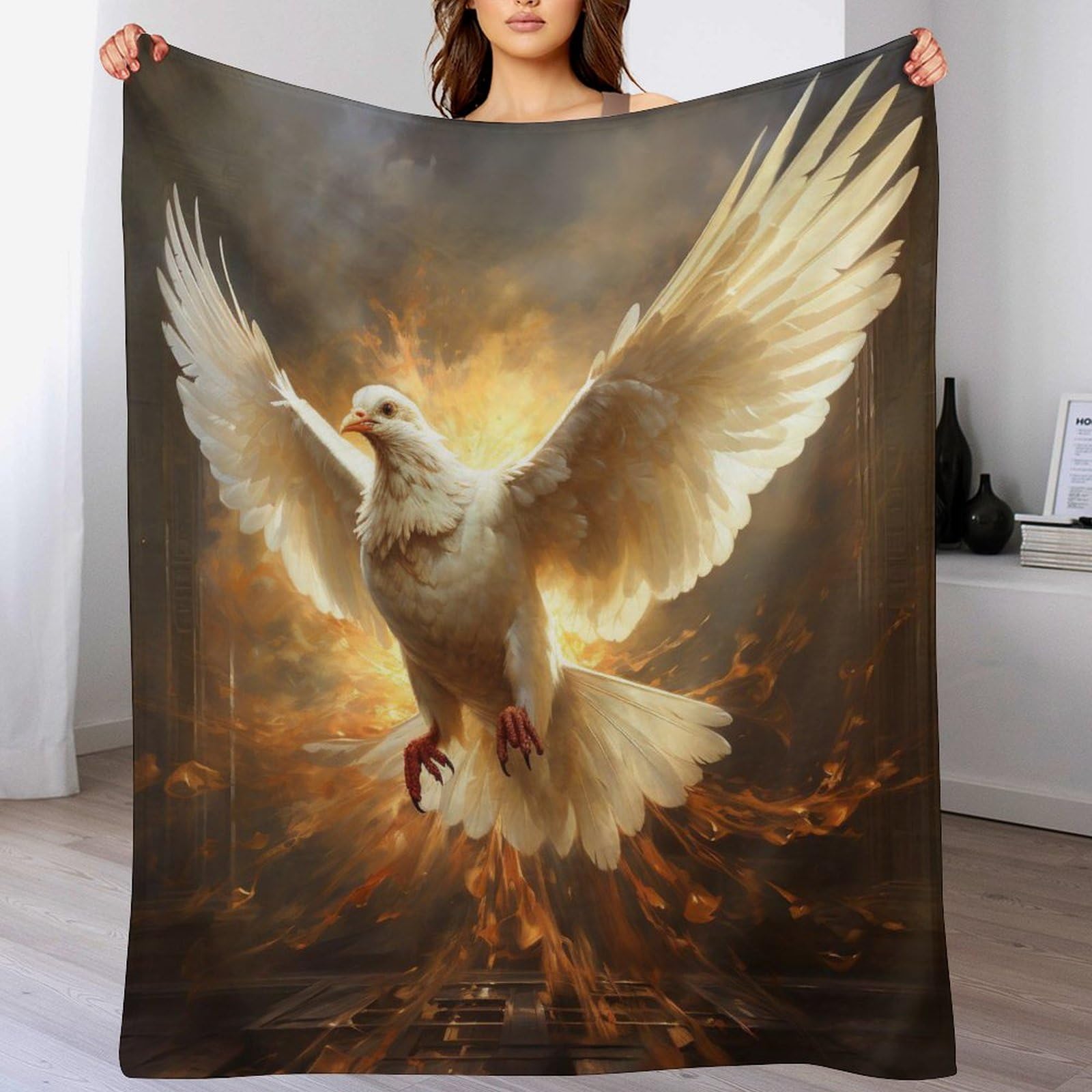 Couverture oiseau 3D en polaire de flannel couvre-lit doux 150x200 cm