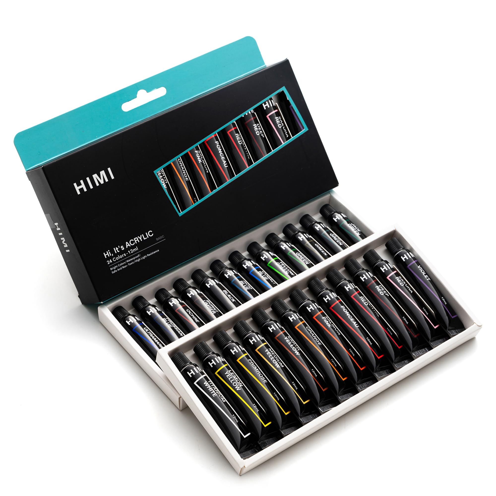 Amazon.com: HIMI Acrylic Paint Tubes 24 Colours 12ml, 0.4 US fl oz