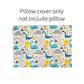 ALVABABY Toddler Pillowcases 2 Pack Organic Cotton Kids Pillow Cover Fit 13x 18 or 12x16 Envelope for Girl Boy Sleepy Travel