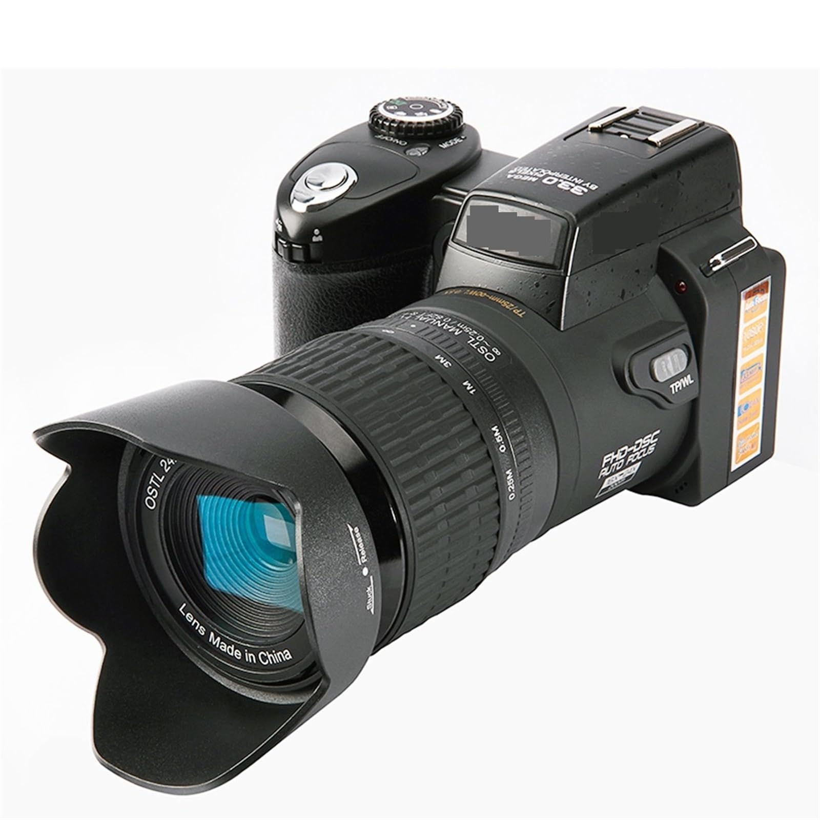 24-krotny Zoom Optyczny Aparaty Cyfrowe Do Fotografii Automatyczne Ustawianie Ostrości 33MP Lustrzanka Cyfrowa DSLR 1080P HD Kamera Wideo 3 Zestaw Obiektywów(16G SD Card,No Flashlight)