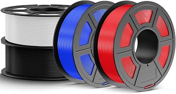 JAYO Filament PETG 1,75 mm 4,4 kg, Multicolore (Noir, Blanc, Bleu, Rouge)