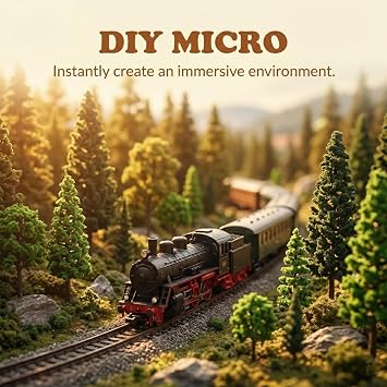 32 Pcs Mixed Model Trees 0.7 to 4.45 Inch Miniature Trees Train Scenery Diorama Tree Railroad Architecture Fake Tree for DIY Crafts, Building Model, Scenery Landscape, Natural Green
