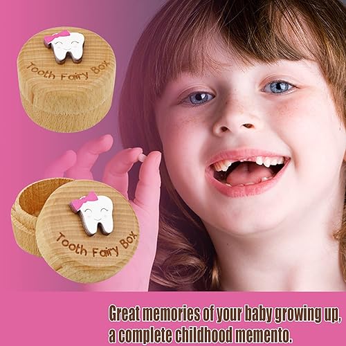 Miniatura 10 de Caja de madera de hadas de dientes para niñas y niños, bonita caja de dientes con dientes 3D, almacenamiento de dientes perdidos para niños, caja de