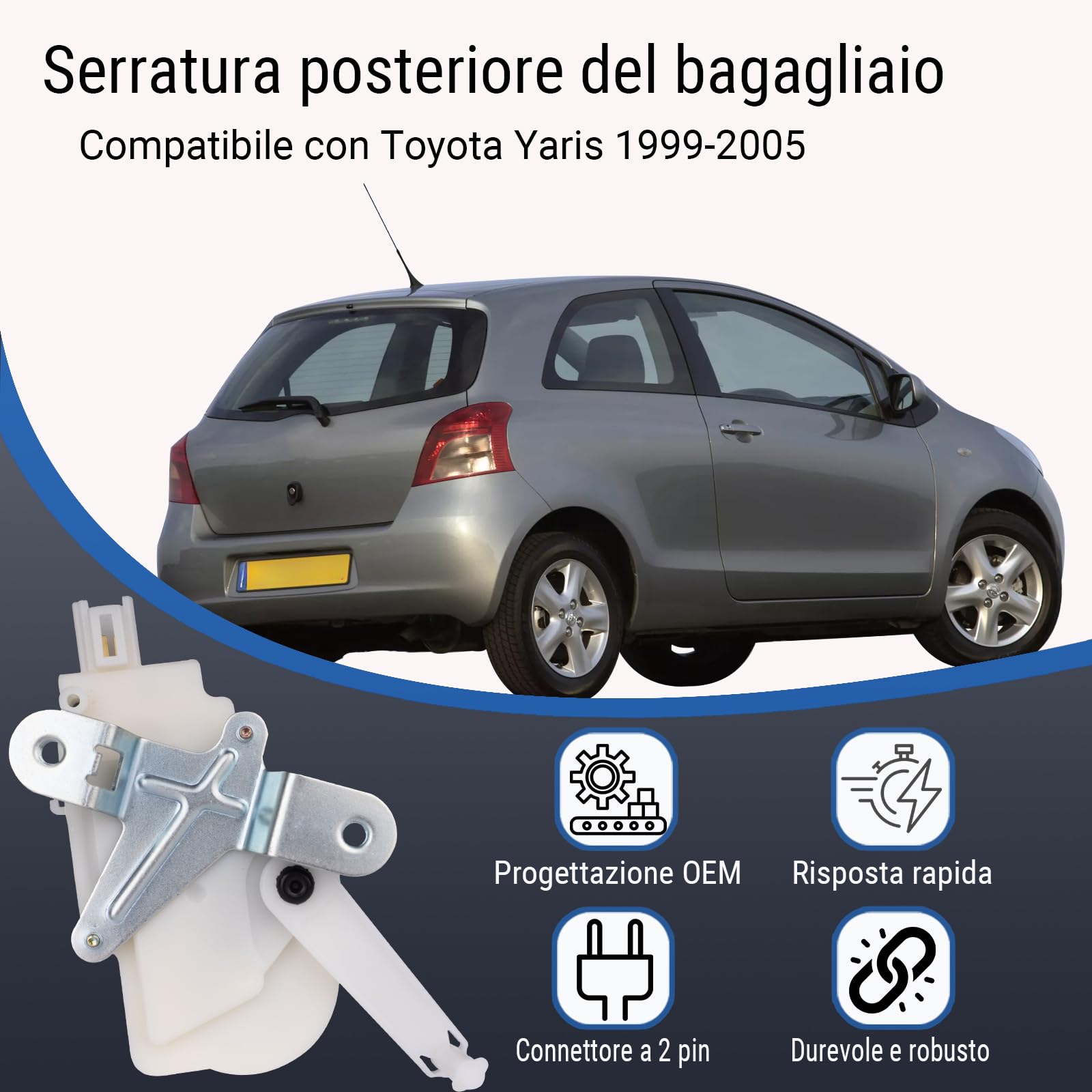 Serratura del Bagagliaio Portellone, Attuatore de Interruttore de Attuatore del Bagagli Posteriore Compatibile con Toyota Yaris 1999 2000 2001 2002 2003 2004 2005