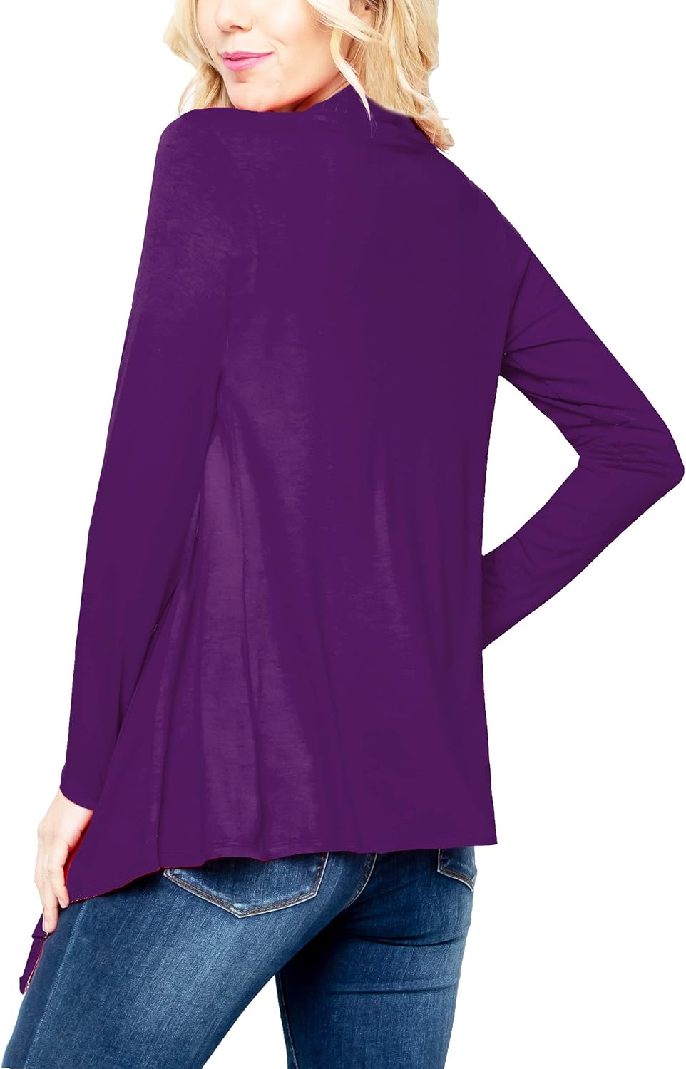 Women's Drape Front Open Cardigan Long Sleeve (S-2X, Made in USA) - Image 5