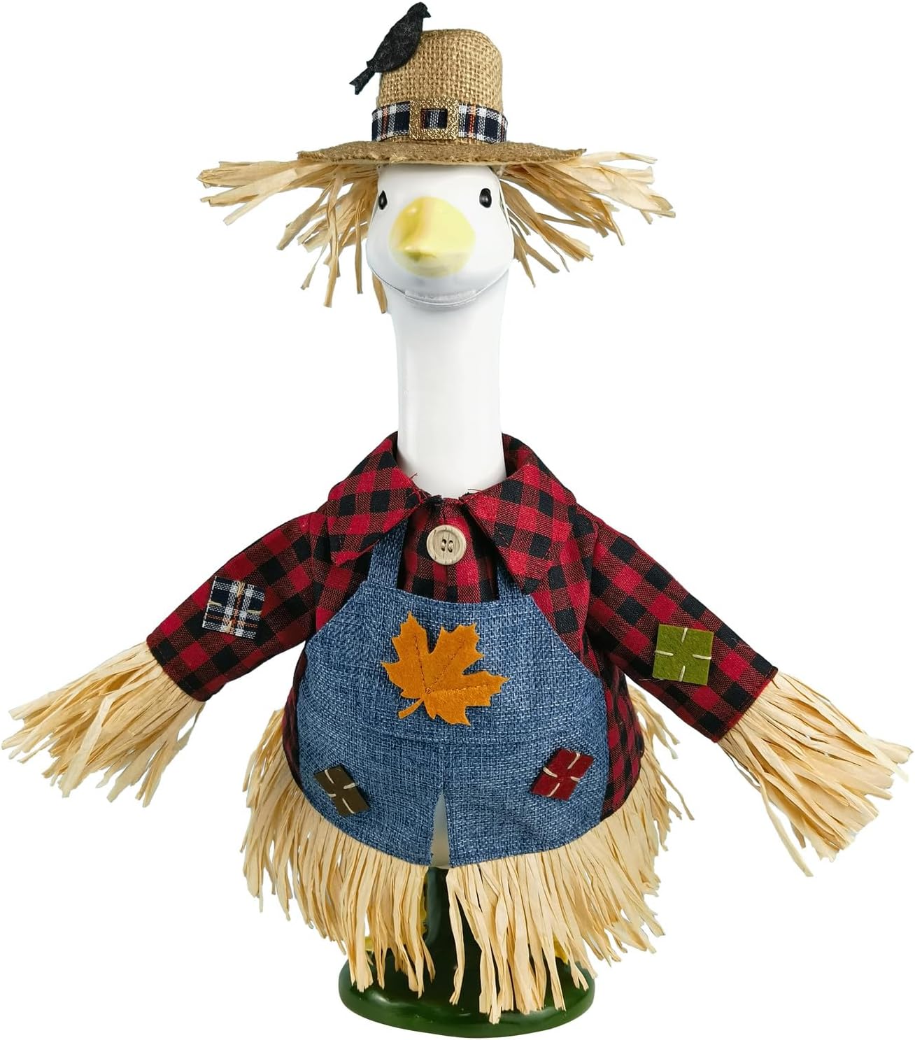 Scarecrow Porch Goose Outfits for 23 Inch Lawn Statue, Costume for Plastic/Cement Goose Statue, Seasonal Fall Sculpture Clothes for Garden Yard Patio Party Decoration