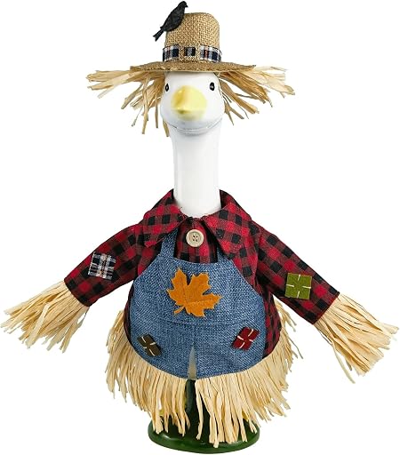 HALSHI Scarecrow Porch Goose Outfits for 23 Inch Lawn Statue, Costume for Plastic/Cement Goose Statue, Seasonal Fall Sculpture Clothes for Garden Yard Patio Party Decoration