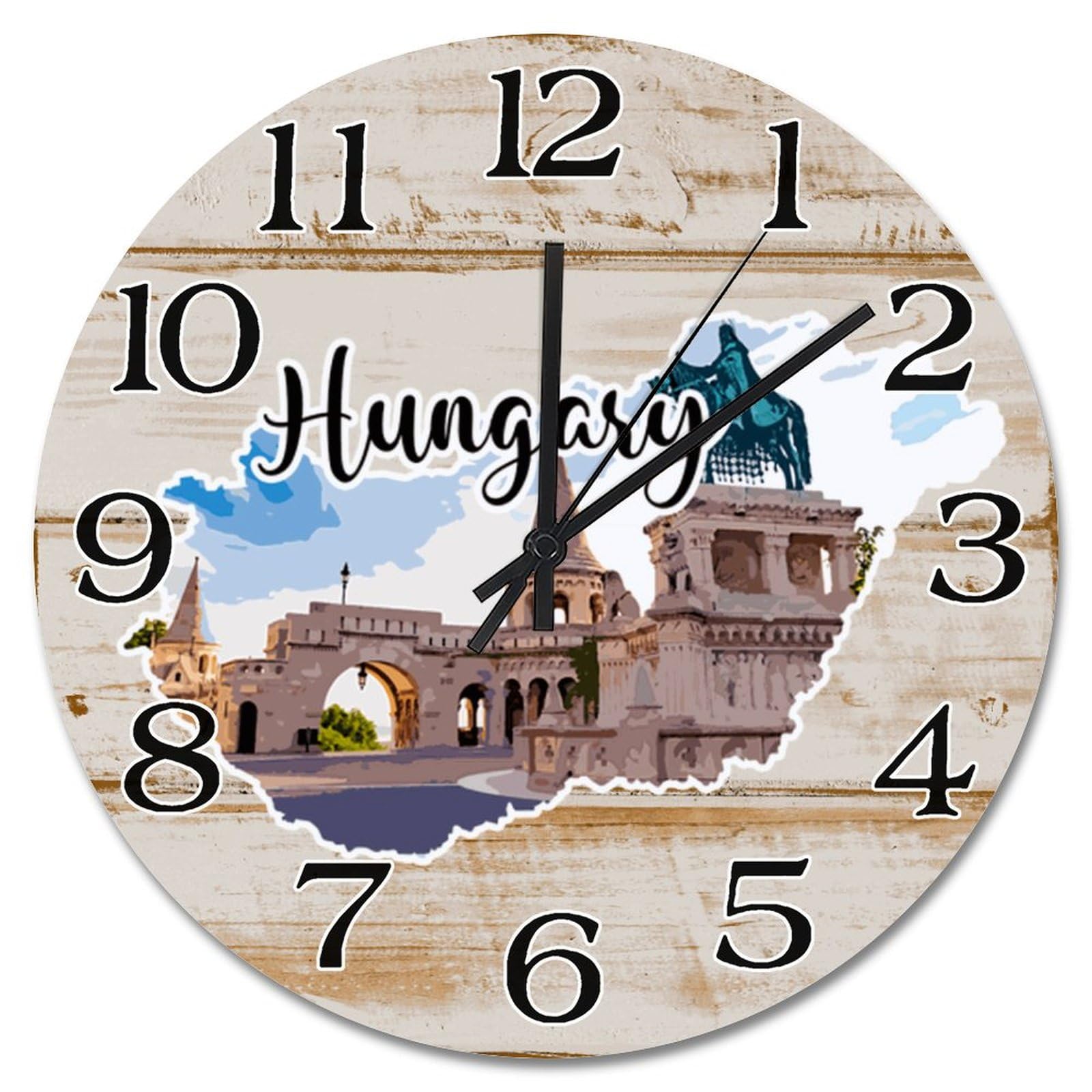 Horloge murale de la Hongrie 30,5 cm silencieuse à piles pour salon