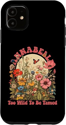 Funda con nombre de ANNABELLE para iPhone 11, diseño retro de flores silvestres para niñas