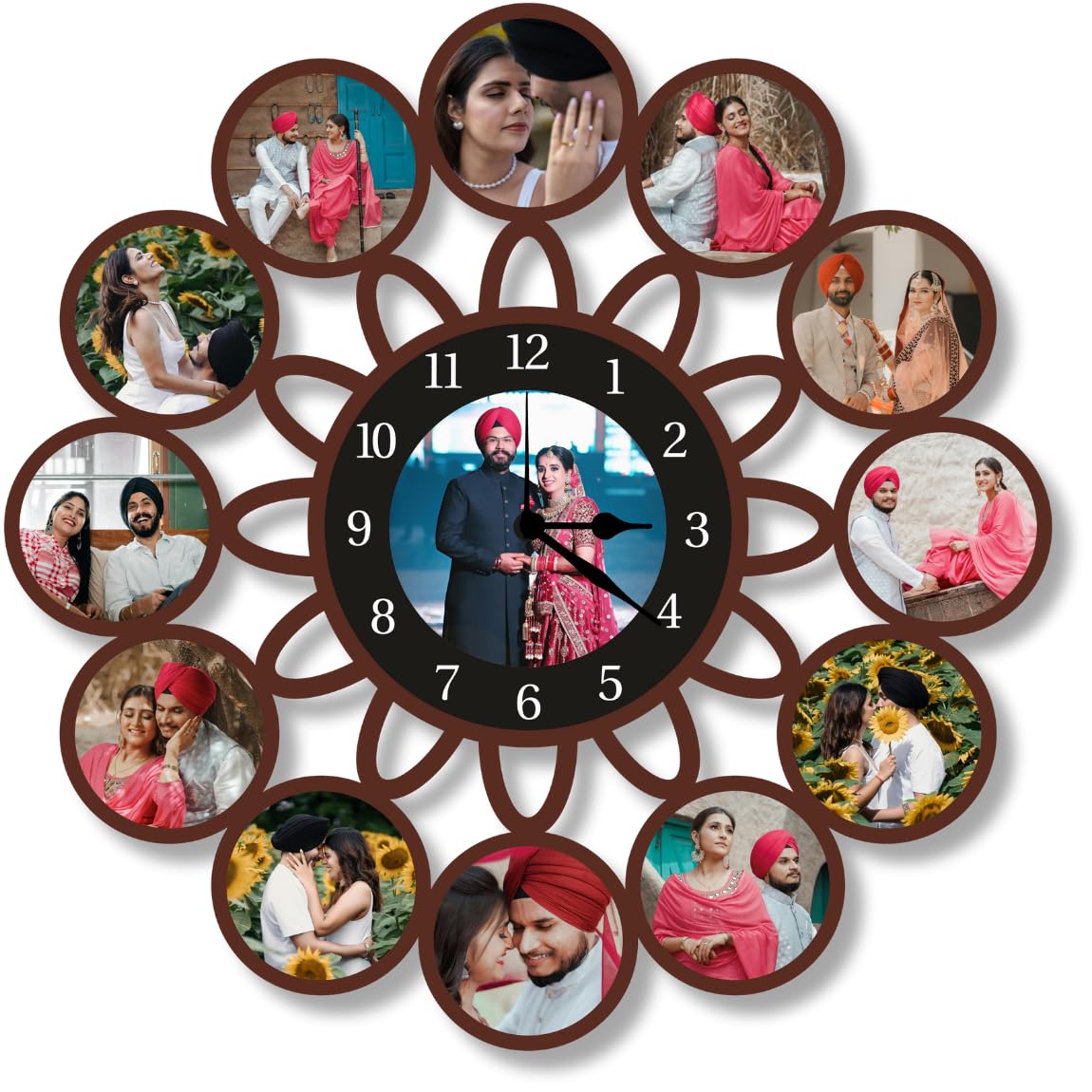Giftiliya Mdf Analog Wall Clock with 13 Photos Customized Photo Clock for Wall for Birthday Anniversary New Year Custom Cl...