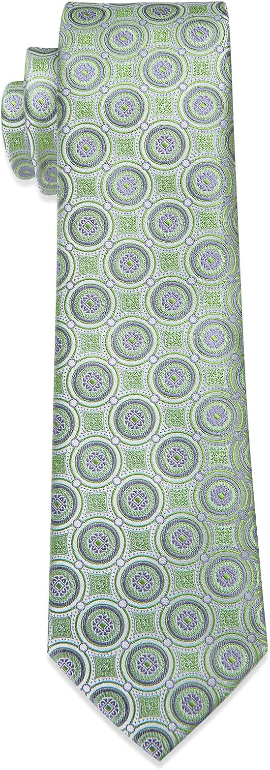 Silk Paisley Floral Tie and Pocket Square Cufflinks with Lapel Pin Sets for Men 5PC Wedding Party - Image 5