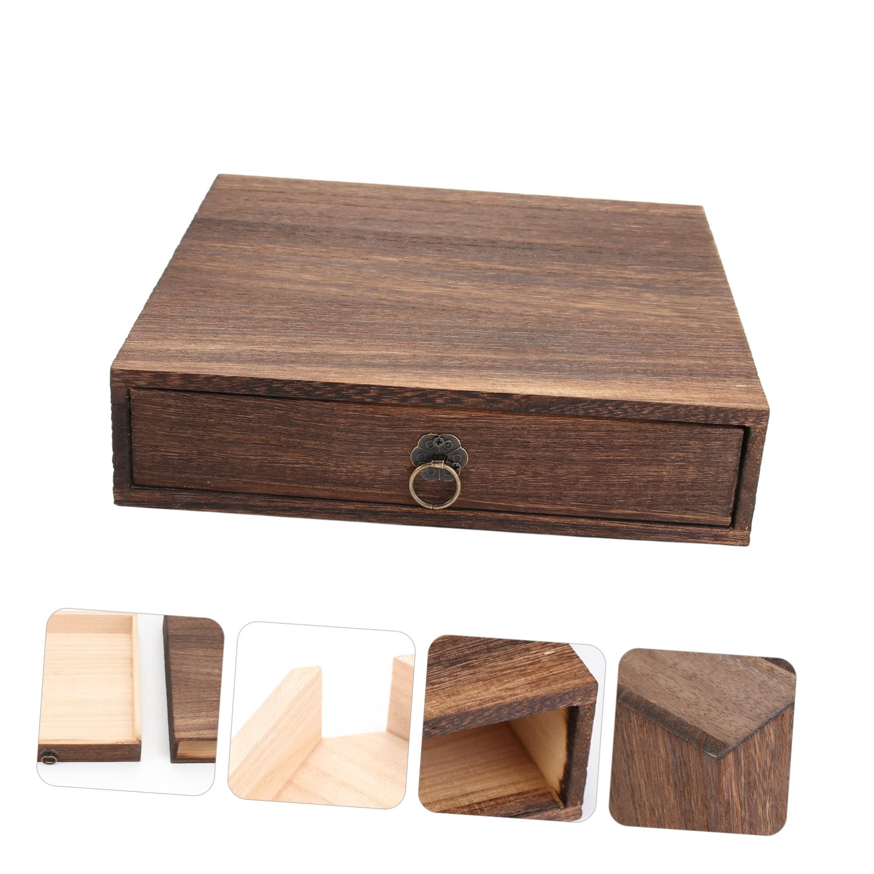 SHOWERORO Caja para Guardar Pasteles de Té Vintage de Madera Marrón