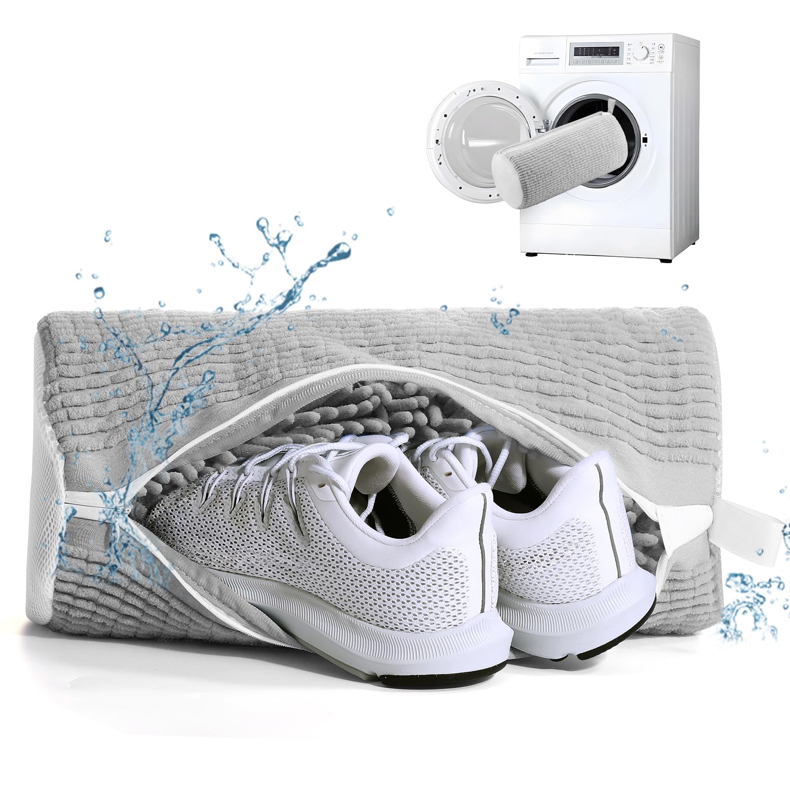 Bolsa para lavadora de zapatos y bolsa de lavandería para tenis reutilizable gris