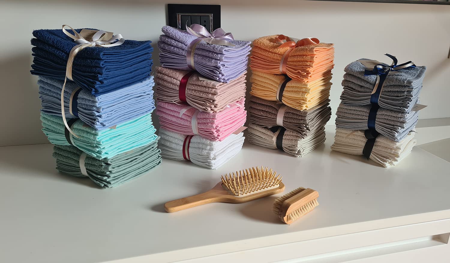 Set 6 Lavette Da Bagno 30x30cm - 100% Cotone 400gr/mq, Made In Italy, Colore Panna - Foto 9